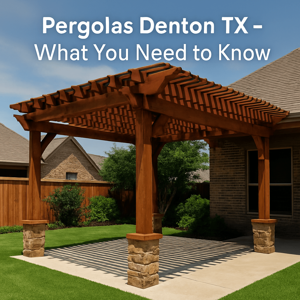 Wooden pergola in a backyard setting