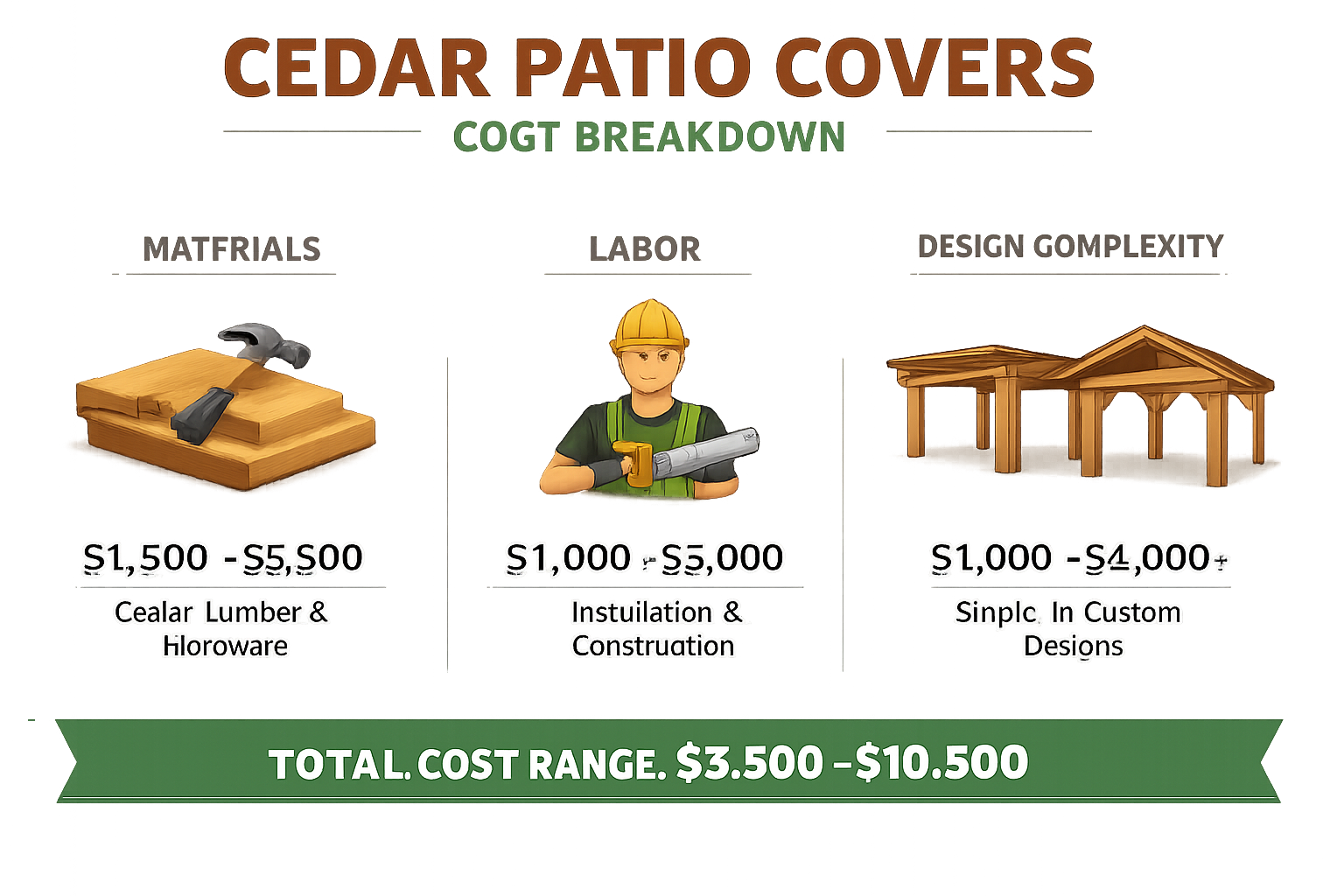 Cost breakdown graphic for cedar patio cover pricing