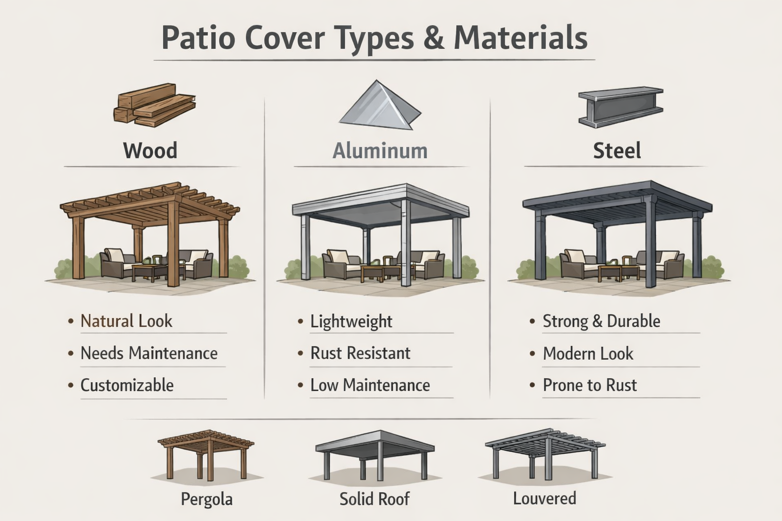 Breakdown of patio cover materials and options